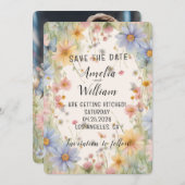 Wildflower Save the Date Aankondiging Dubbelzijdig (Voorkant / Achterkant)