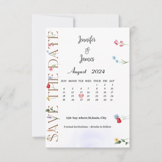 Wildflower Save the Date kaart (Voorkant)