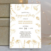 Wildflower Schets Gouden Bloemen Verlovingsfeest Kaart