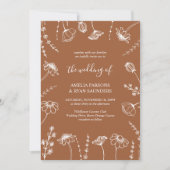 Wildflower Schets Terracotta Eenvoudige Bloemen Br Kaart (Voorkant)