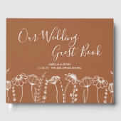 Wildflower Schets Verbrand Sinaasappel Bruiloft Gastenboek (Voorkant)