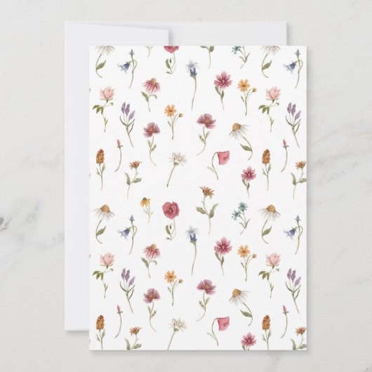 Wildflower Script Floral Boho Meisje 1e Verjaardag Kaart (Achterkant)