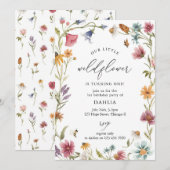 Wildflower Script Floral Boho Meisje 1e Verjaardag Kaart (Voorkant / Achterkant)