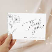 Wildflower Script Heart Romantic Wedding Bedankkaart