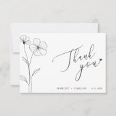 Wildflower Script Heart Romantic Wedding Bedankkaart (Voorkant)