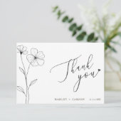 Wildflower Script Heart Romantic Wedding Bedankkaart (Staand voorkant)