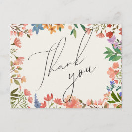 Wildflower Script Huwelijks Dankkaartje Briefkaart