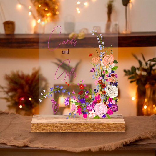 Wildflower script kaarten cadeaus vrijgezellenfees acryl bord