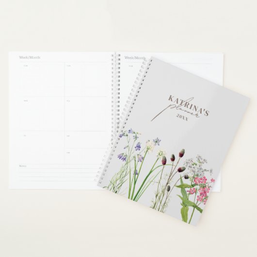 Wildflower Script Maandelijks Wekelijks Maandelijk Planner (Display)