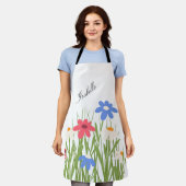 Wildflower Script Naam Bloemrijke Tuin Kunst Schort (Gedragen)