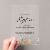 Wildflower Script Neutraal beige doop Acryl Uitnodigingen (Insitu (Draagbaar))