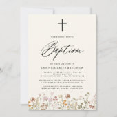 Wildflower Script Neutraal beige doop Kaart (Voorkant)