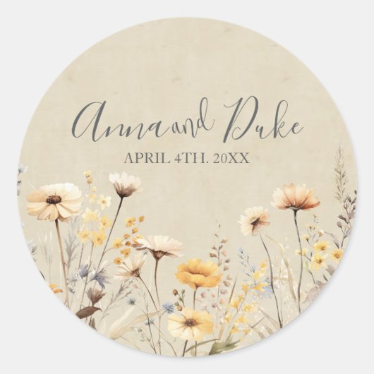 Wildflower-script Ronde Sticker (Voorkant)