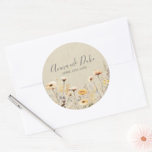 Wildflower-script Ronde Sticker (Envelop)
