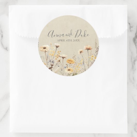 Wildflower-script Ronde Sticker (Tas)