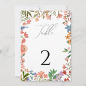 Wildflower script tafelnummerkaart kaart (Voorkant)