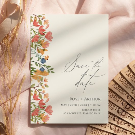 Wildflower Script Trouwkaart Opslag Datum Kaart