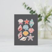 Wildflower Seashell Clam Summer Vibes Floral Beach Briefkaart (Staand voorkant)