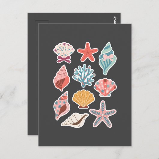 Wildflower Seashell Clam Summer Vibes Floral Beach Briefkaart (Voorkant / Achterkant)