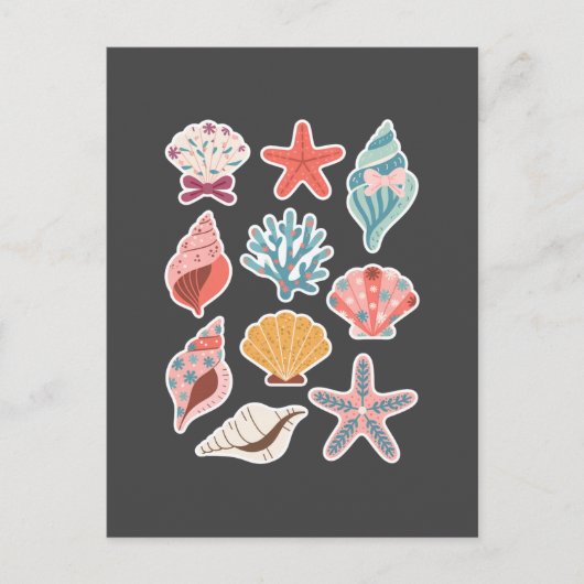 Wildflower Seashell Clam Summer Vibes Floral Beach Briefkaart (Voorkant)