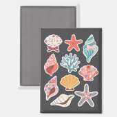 Wildflower Seashell Clam Summer Vibes Floral Beach Magneet (Voorkant / Achterkant)
