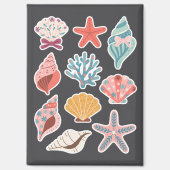 Wildflower Seashell Clam Summer Vibes Floral Beach Magneet (Voorkant)