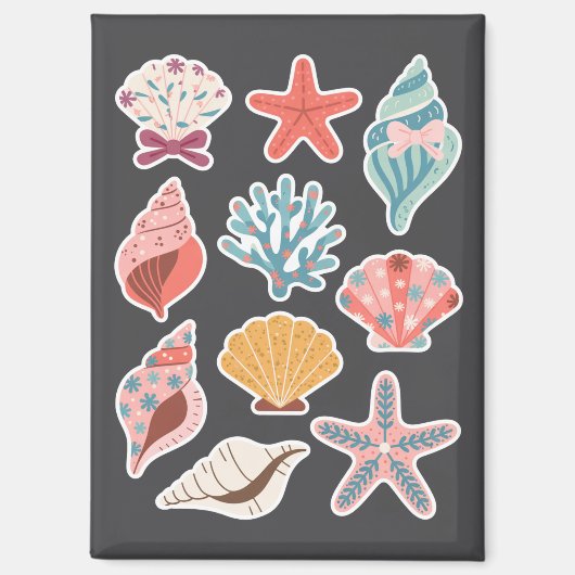 Wildflower Seashell Clam Summer Vibes Floral Beach Magneet (Voorkant)