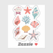 Wildflower Seashell Clam Summer Vibes Floral Beach Sticker (Vel)