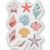Wildflower Seashell Clam Summer Vibes Floral Beach Sticker (Voorkant)