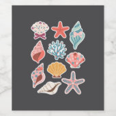 Wildflower Seashell Clam Summer Vibes Floral Beach Wijn Etiket (Enkel label)