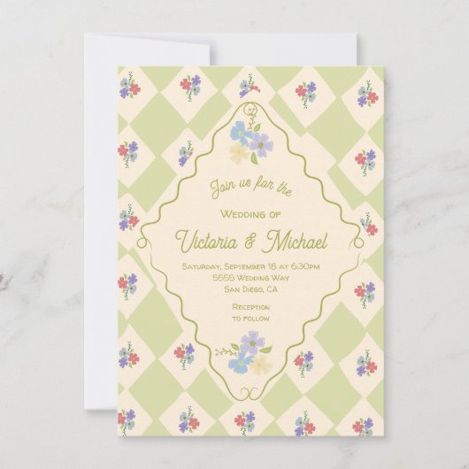 Wildflower Seed Packet Hand getrokken bruiloft Kaart (Voorkant)