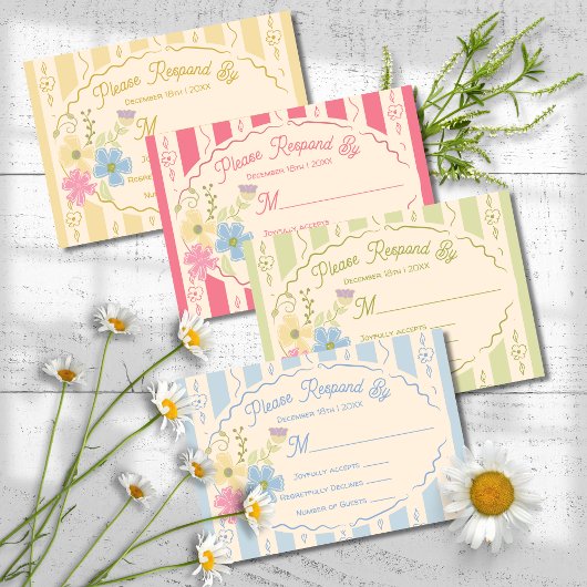 Wildflower Seed Packet Hand getrokken RSVP-reactie Kaart
