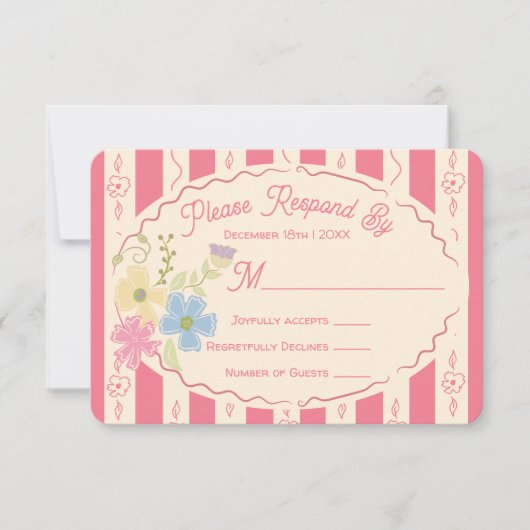 Wildflower Seed Packet Hand getrokken RSVP-reactie Kaart (Voorkant)