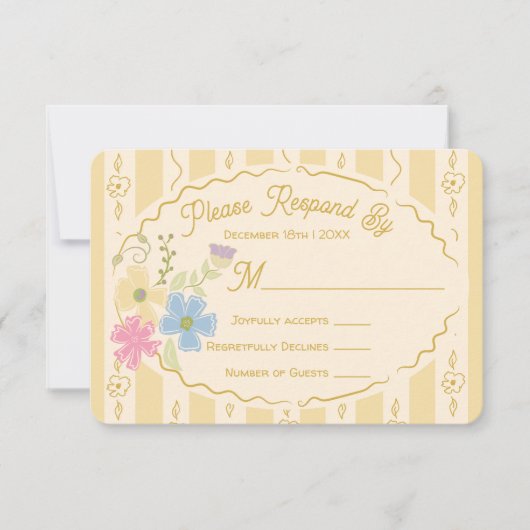 Wildflower Seed Packet Hand getrokken RSVP-reactie Kaart (Voorkant)