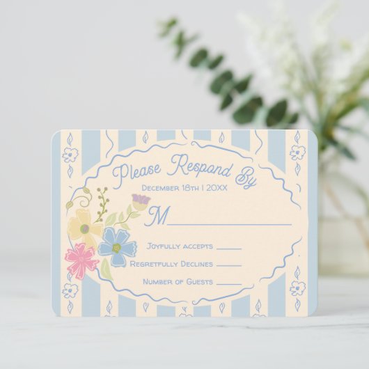 Wildflower Seed Packet Hand getrokken RSVP-reactie Kaart (Staand voorkant)