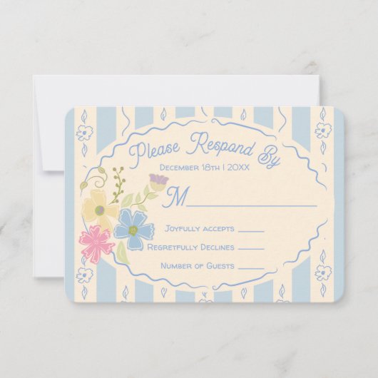 Wildflower Seed Packet Hand getrokken RSVP-reactie Kaart (Voorkant)