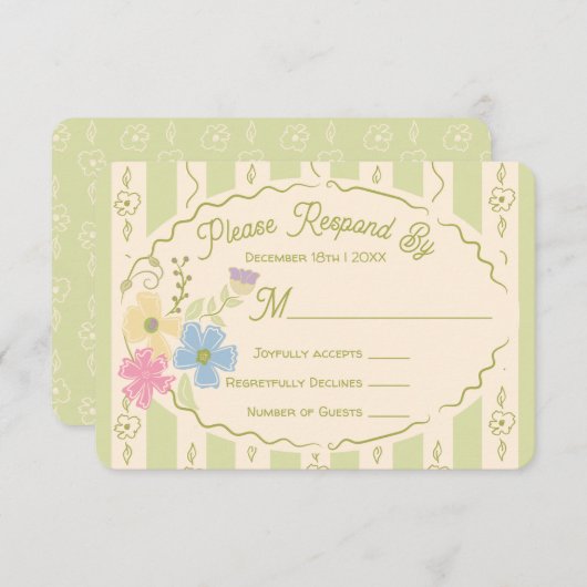 Wildflower Seed Packet Hand getrokken RSVP-reactie Kaart (Voorkant / Achterkant)