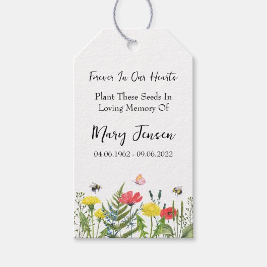 Wildflower Seed Packet Memorial begrafenis Cadeaulabel (Voorkant)