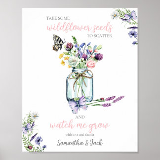 Wildflower Seed Station Vlinder Mason Jar Poster