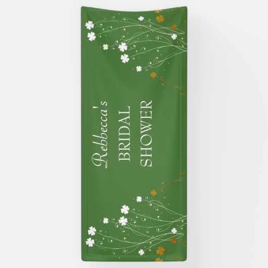 Wildflower Shamrocks Green White Custom Welcome Spandoek (Verticaal)