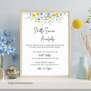 Wildflower Shuttle Service Sign Sjabloon Poster