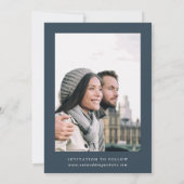 Wildflower Silhouet Bruiloft Marine Foto Save The Date (Achterkant)