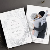 Wildflower Silhouet Bruiloft Save the Date Foto Folie Uitnodiging