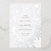 Wildflower Silhouet Bruiloft Save the Date Foto Folie Uitnodiging (Voorkant)