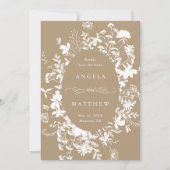 Wildflower Silhouet Bruiloft Tan Foto Save The Date (Voorkant)