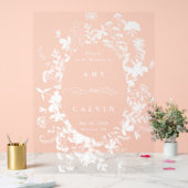 Wildflower Silhouet Frame Huwelijks Welkom Acryl Bord (Huwelijk)