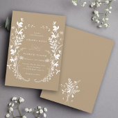 Wildflower Silhouet Krans Bruiloft Tan Kaart