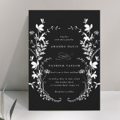 Wildflower silhouet krans bruiloft zwart kaart