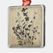 Wildflower Silhouette Burlap Metalen Ornament (Links)