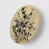 Wildflower Silhouette Burlap Ronde Klok (Hoek)